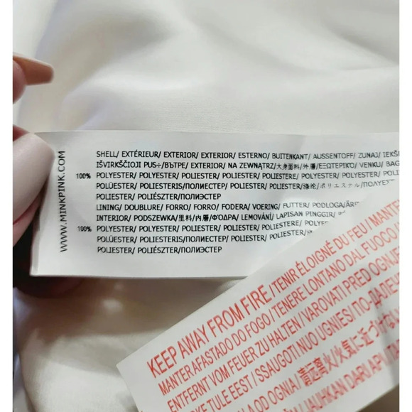 MINKPINK Cream Flutter Sleeve Dress Size Large - Picture 8 of 8